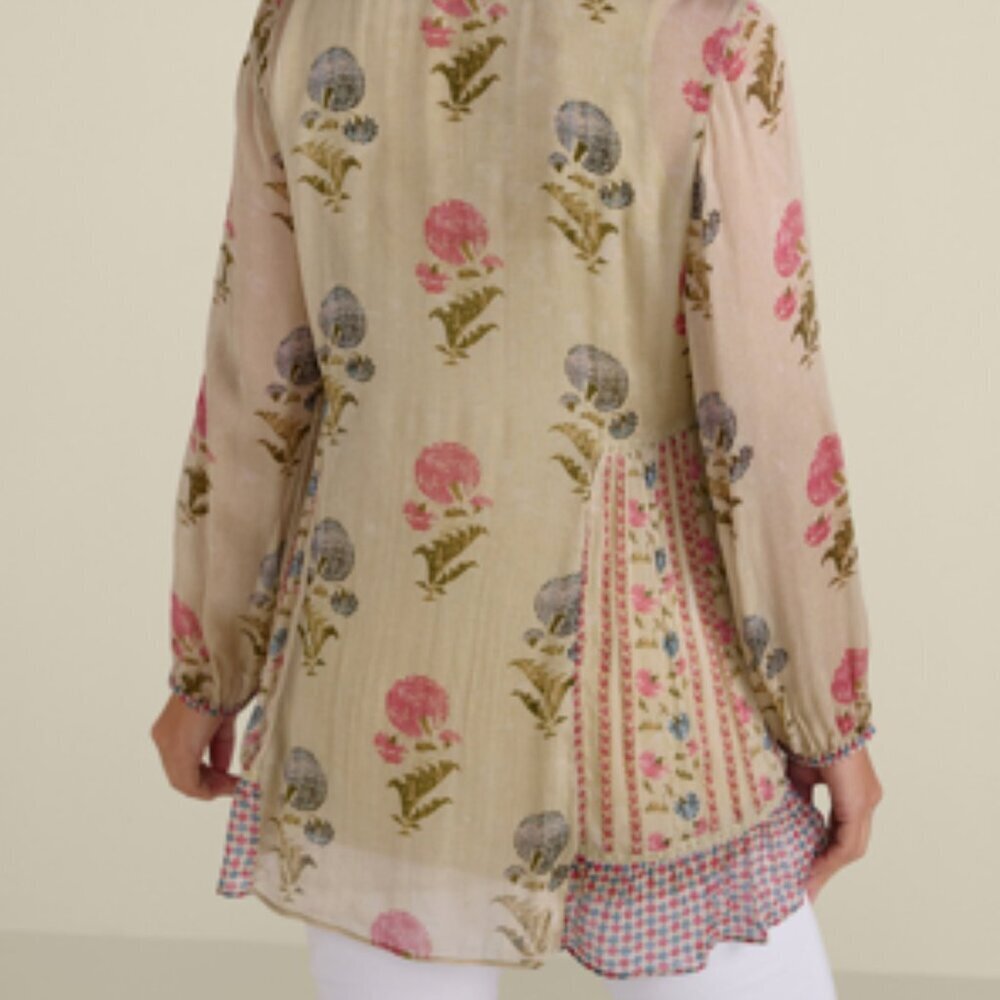 Soft Surroundings Serenata Floral Embroidered & Beaded Tunic Blouse & Tank Top S - Picture 2 of 13